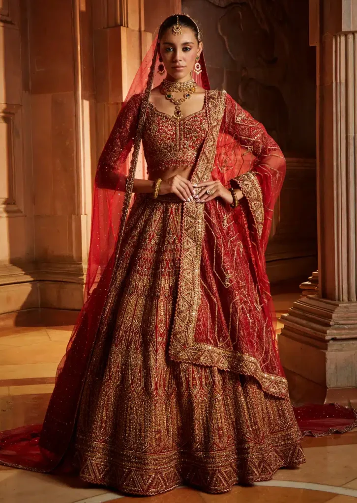 Deep Red Bridal Lehenga Choli Set e1725694700441